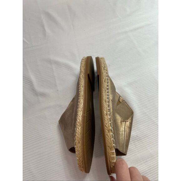 Eileen Fisher Gold Venus Metallic Espadrille Slip On Sandals Size 7.5 7 1/2 New - Picture 3 of 8